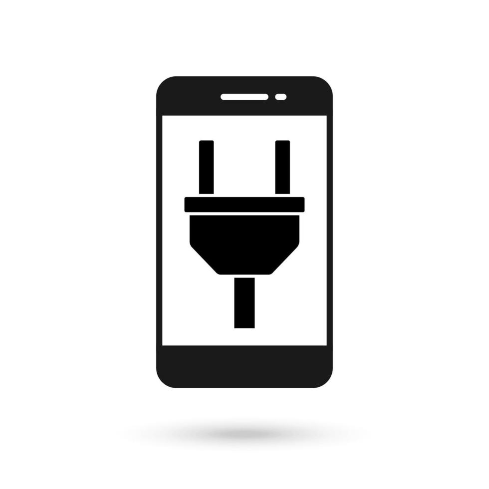 diseño plano de teléfono móvil con señal de enchufe eléctrico. vector