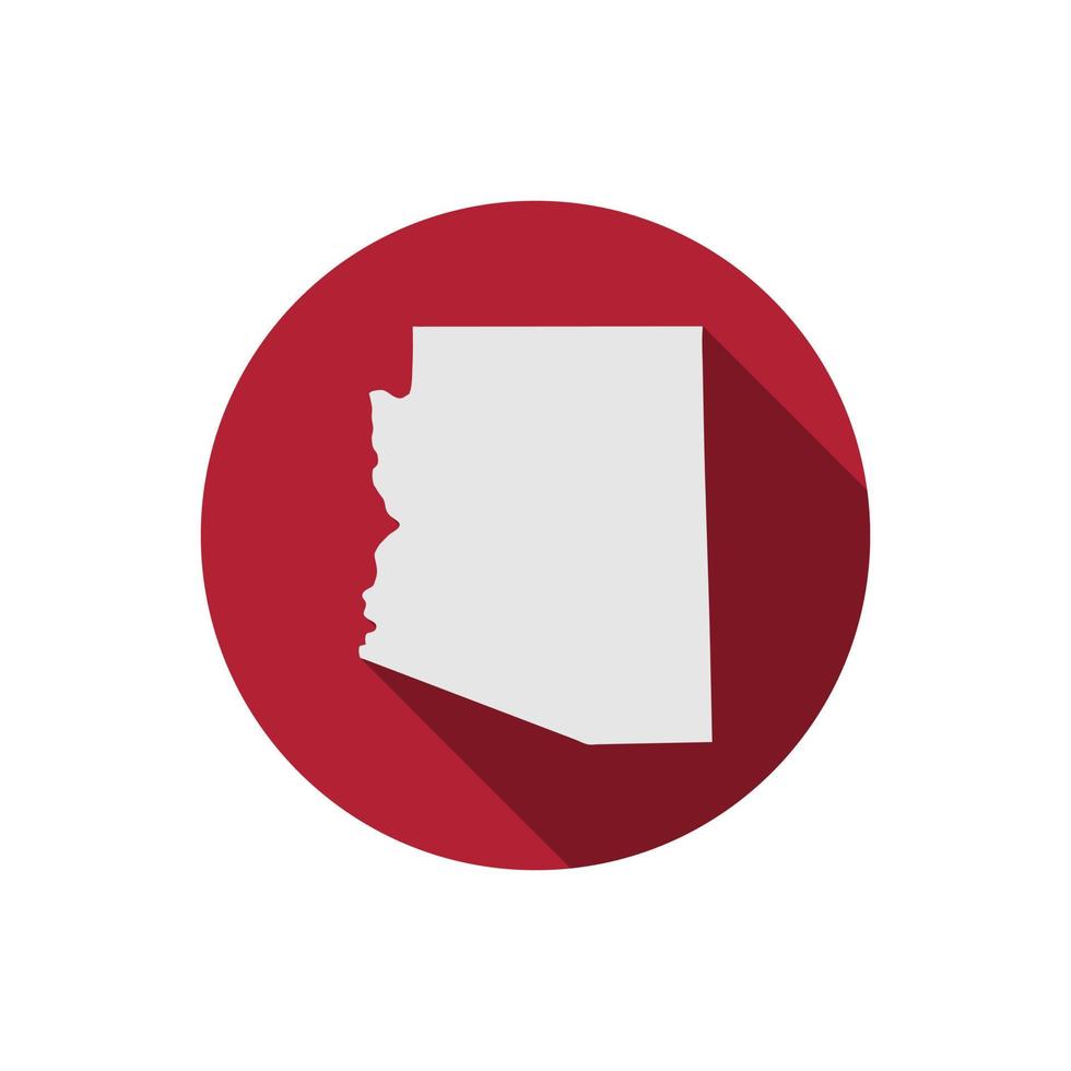 Arizona state red circle map with long shadow vector