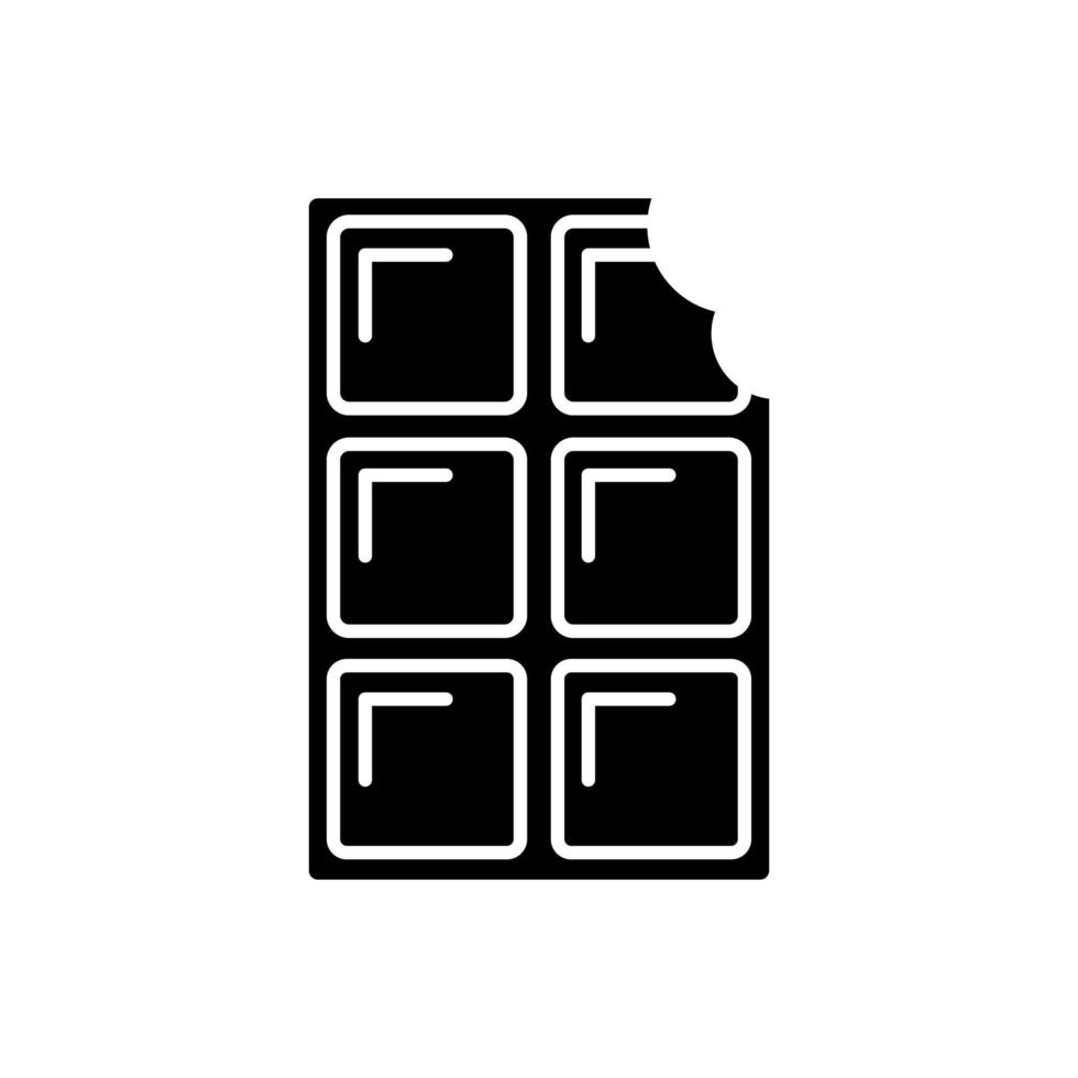 Black Bitten off bar of chocolate flat design vector
