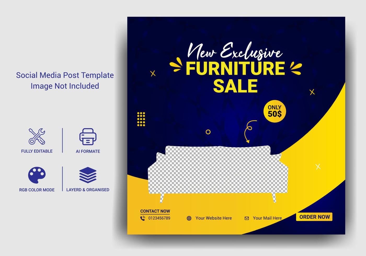 furniture sale social media post template vector