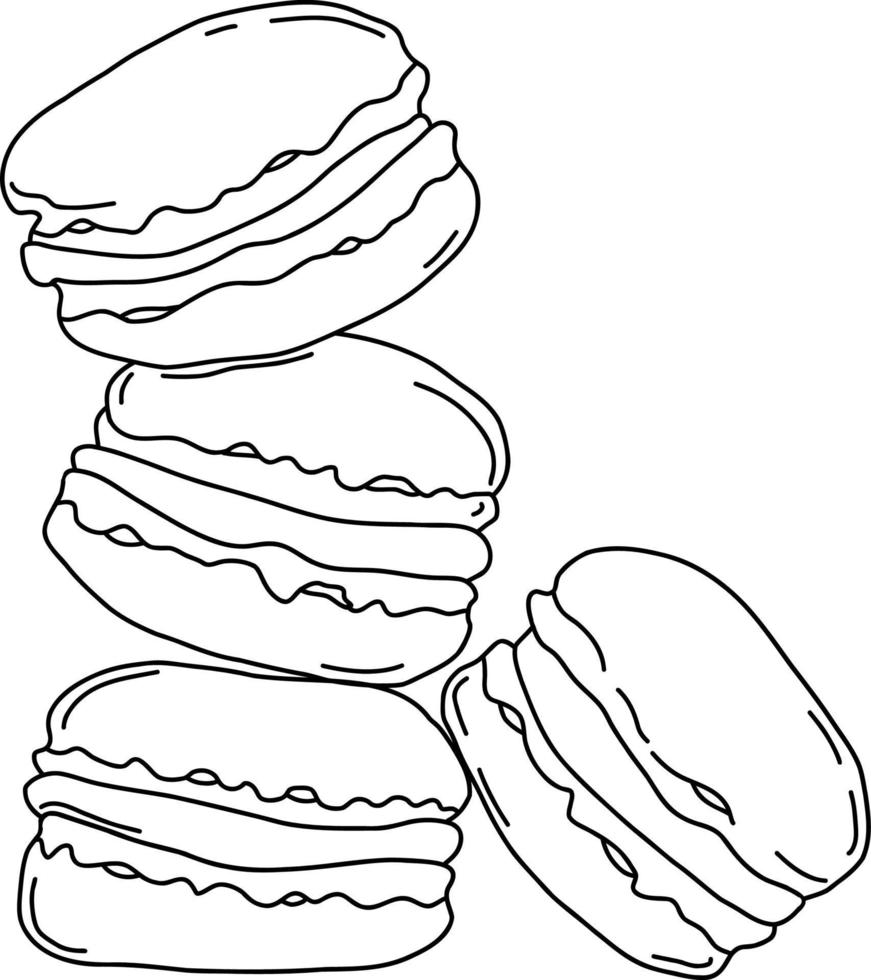 macarons de galletas. ilustración vectorial. boceto lineal vector