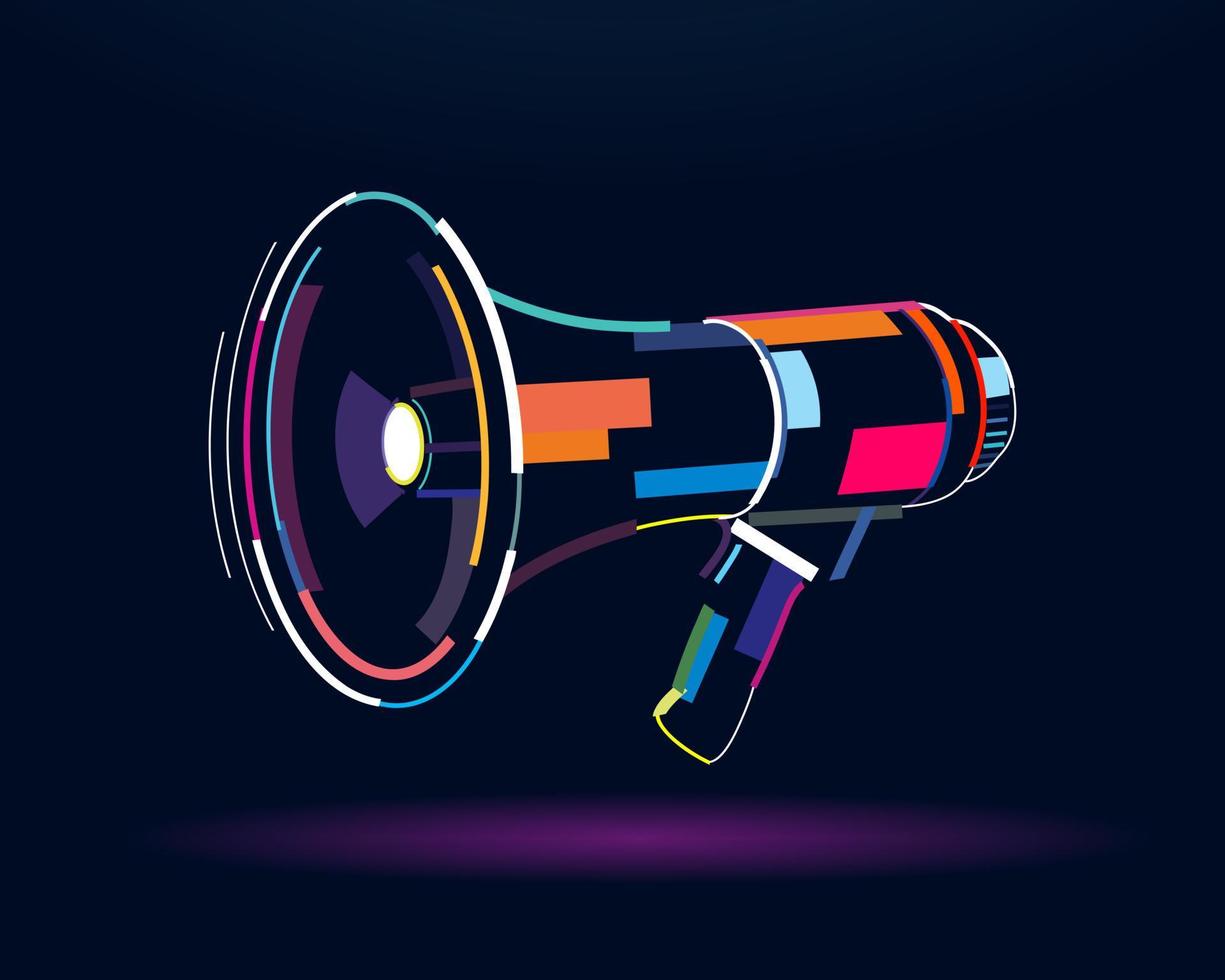 Megaphone loudspeaker manual for social media marketing concept, abstract, colorful drawing. Vector illustration of paints