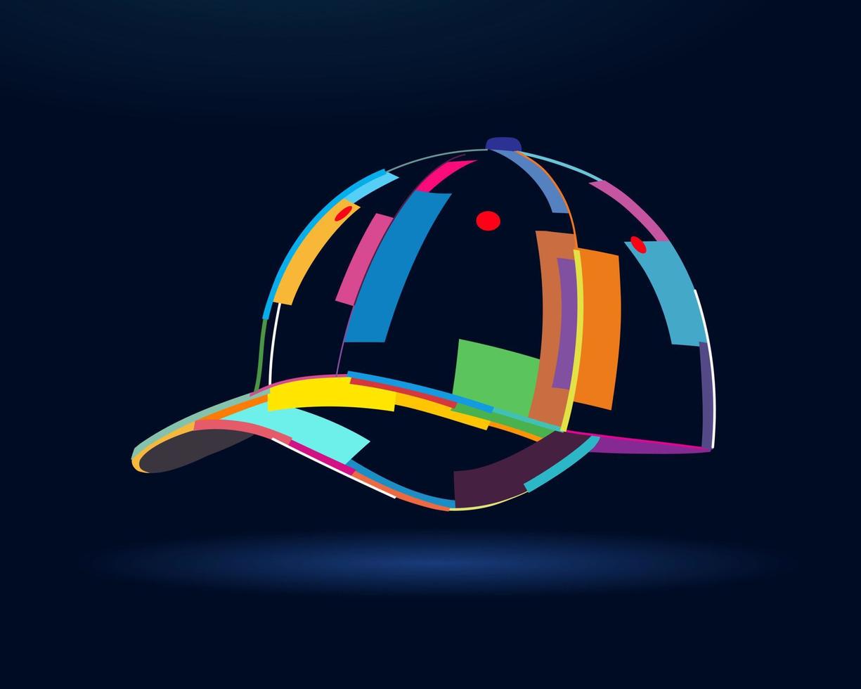 Baseball cap, abstract, colorful drawing, digital graphics. Vector illustration of paints