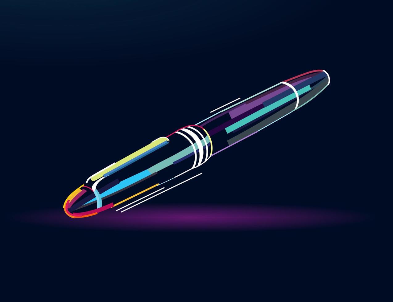 Closed Cap Ballpoint Pen, Fountain Pen, Ball Pen, abstract, colorful drawing. Vector illustration of paints