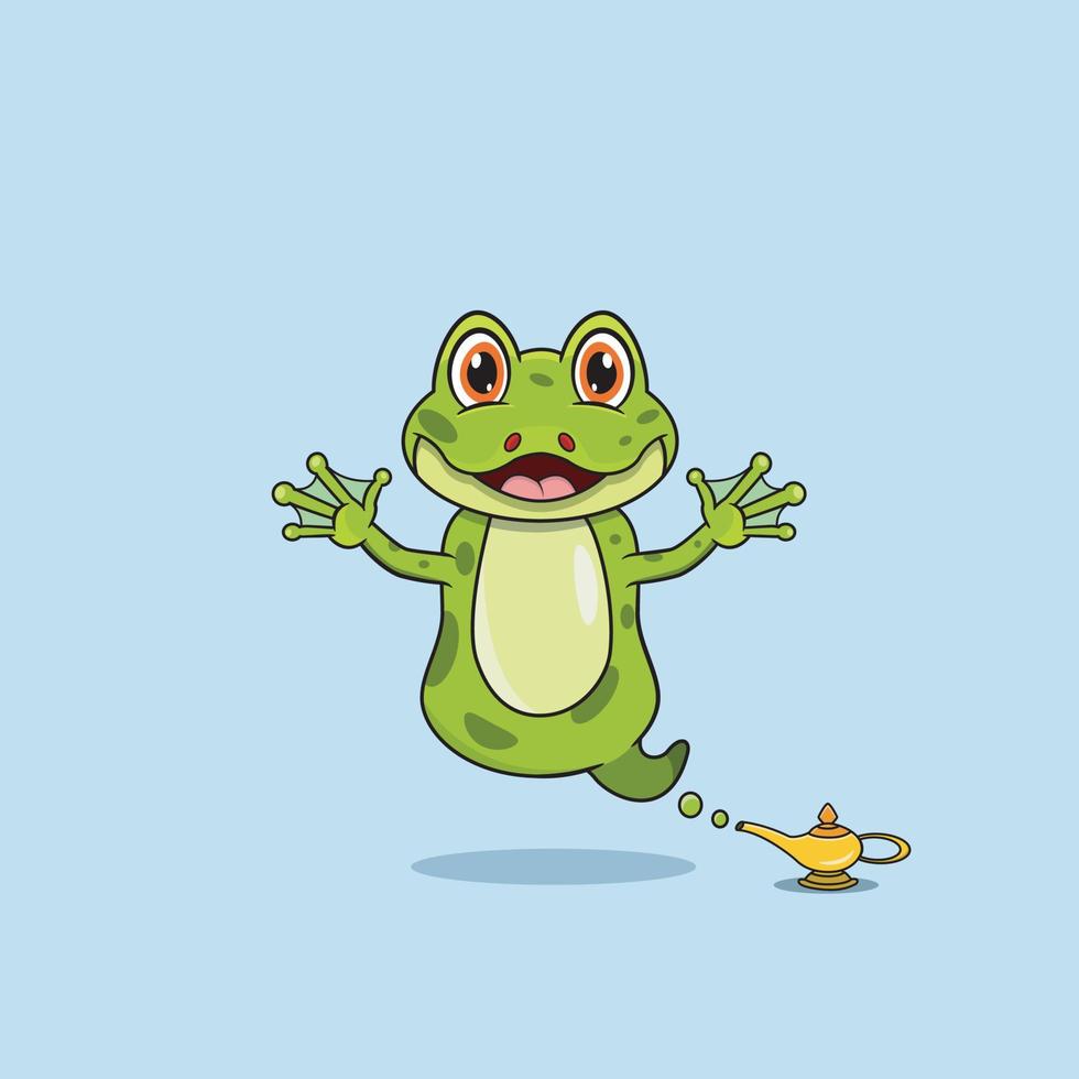 Cute and Funny Animals With Frog. Genie Character. Perfect For Mascot, logo, icon, and Charachter Design. vector