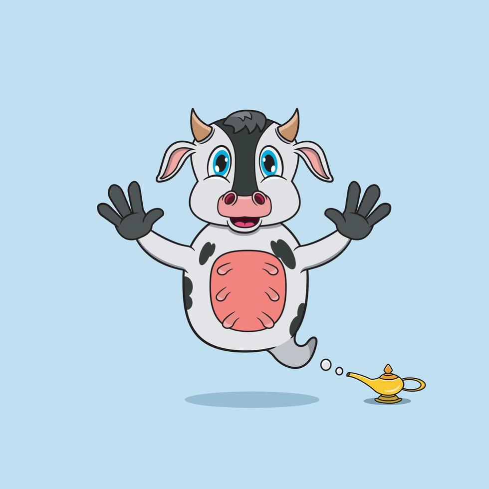 Cute and Funny Animals With Cow. Genie Character. Perfect For Mascot, logo, icon, and Charachter Design. vector