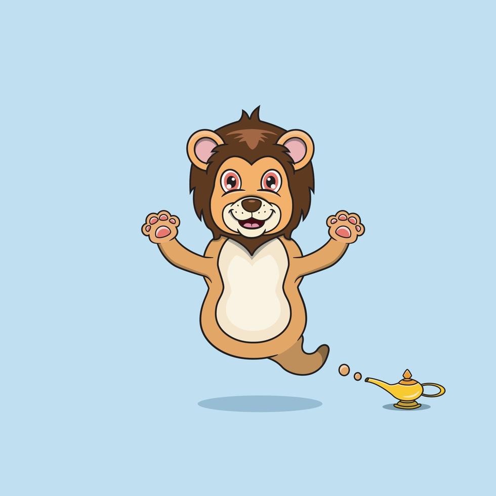 animales lindos y divertidos con león. personaje genio. perfecto para el diseño de mascotas, logotipos, íconos y personajes. vector