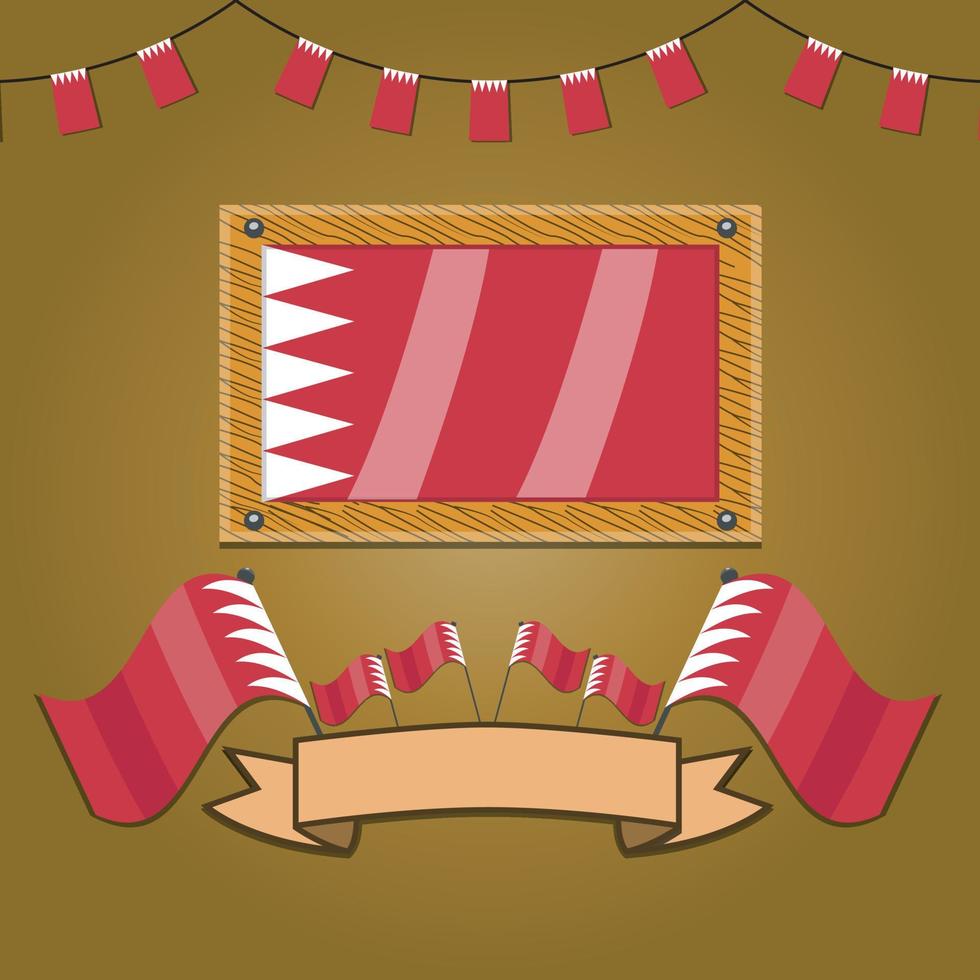 Bahrain Flags On Frame Wood, Label vector