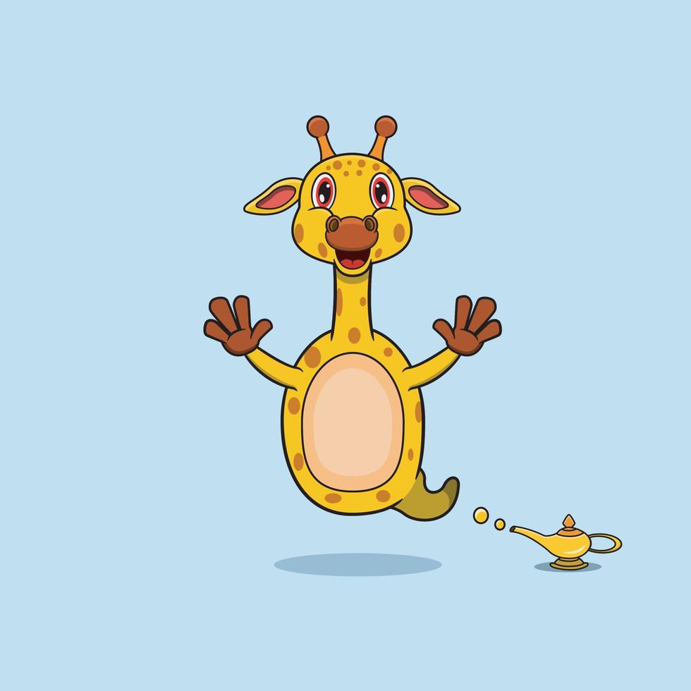 animales lindos y divertidos con jirafa. personaje genio. perfecto para el diseño de mascotas, logotipos, íconos y personajes. vector