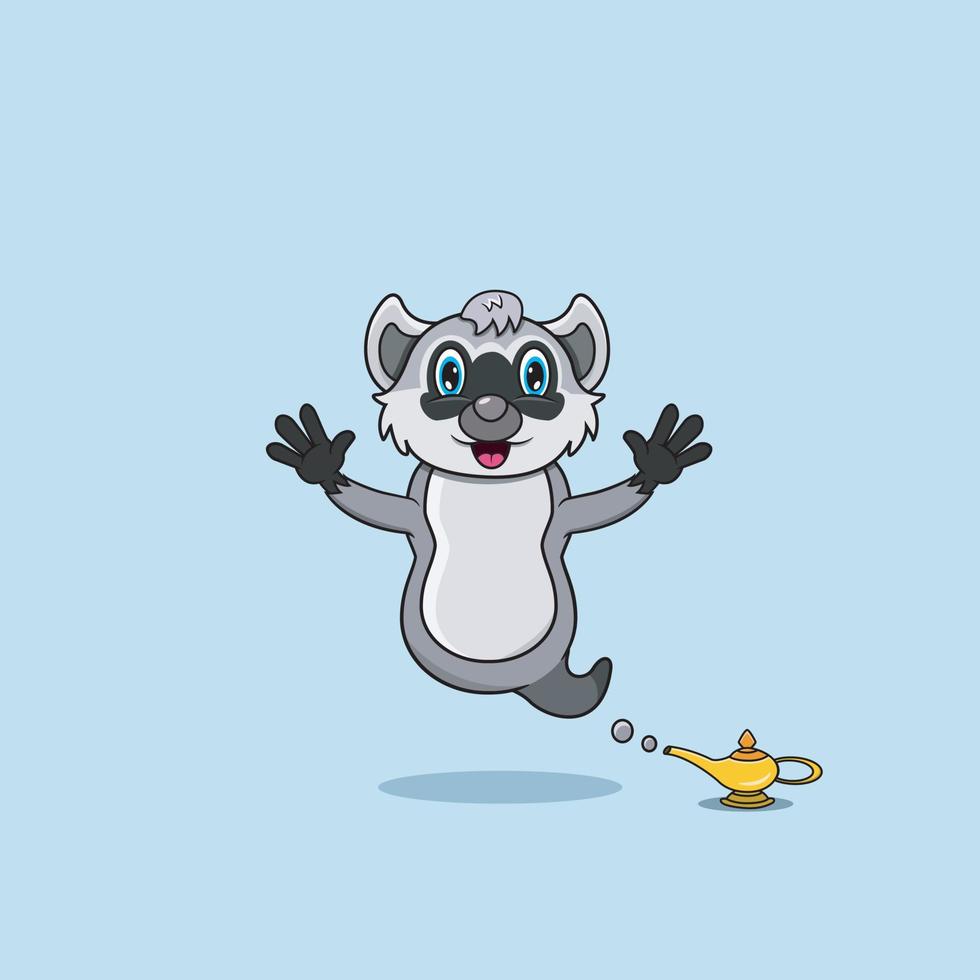 Cute and Funny Animals With Raccoon. Genie Character. Perfect For Mascot, logo, icon, and Charachter Design. vector