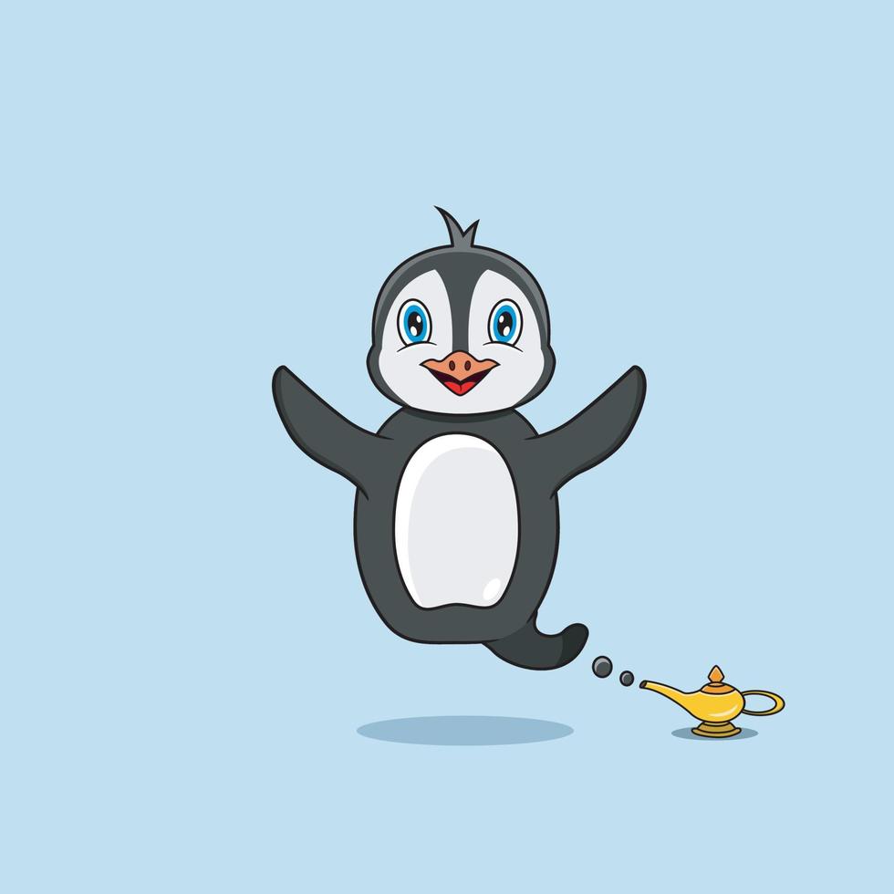animales lindos y divertidos con pingüino. personaje genio. perfecto para el diseño de mascotas, logotipos, íconos y personajes. vector