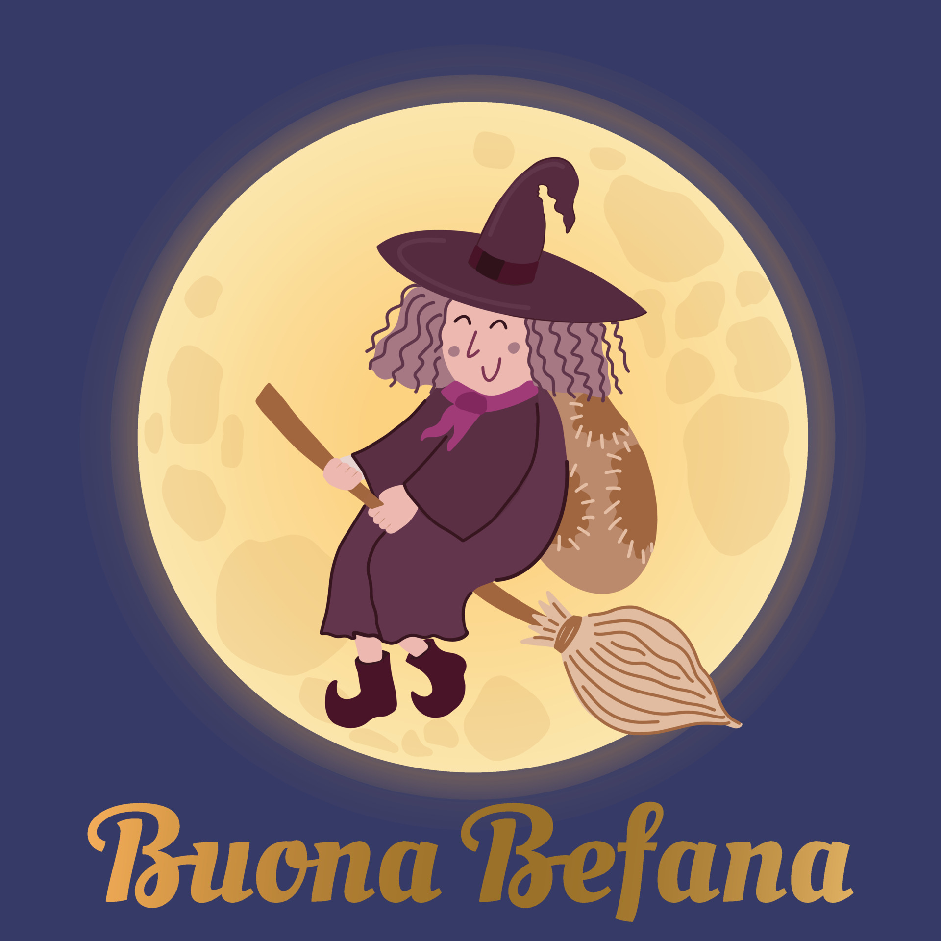 Greeting card with text - Buona Befana - Italian translation