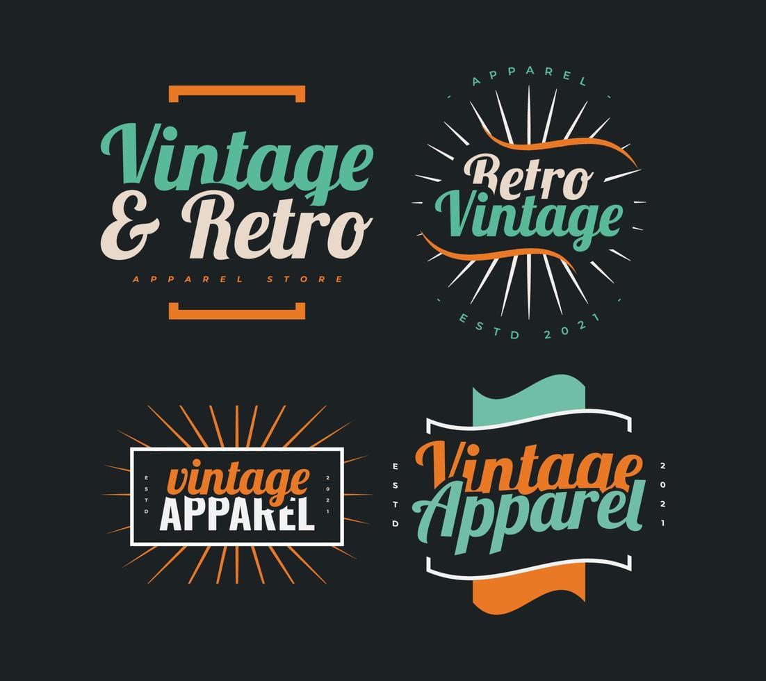 conjunto de insignias, etiquetas o emblemas vintage y retro para el logotipo de la tienda de ropa u otro negocio. símbolo retro para tela vector