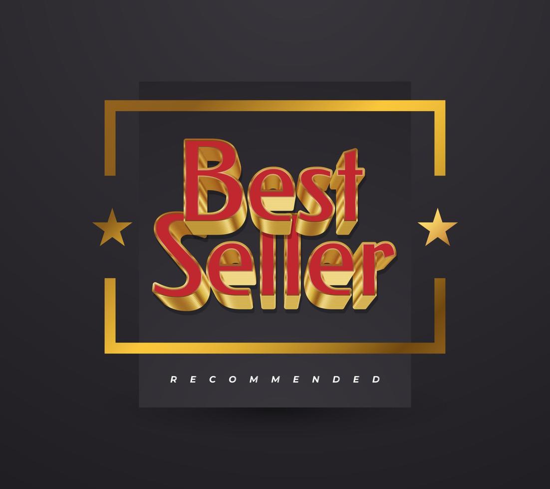 3D Best Seller Badge or Emblem in Luxury Red and Gold. Best Seller Award Symbol, Icon, Label, or Sticker vector