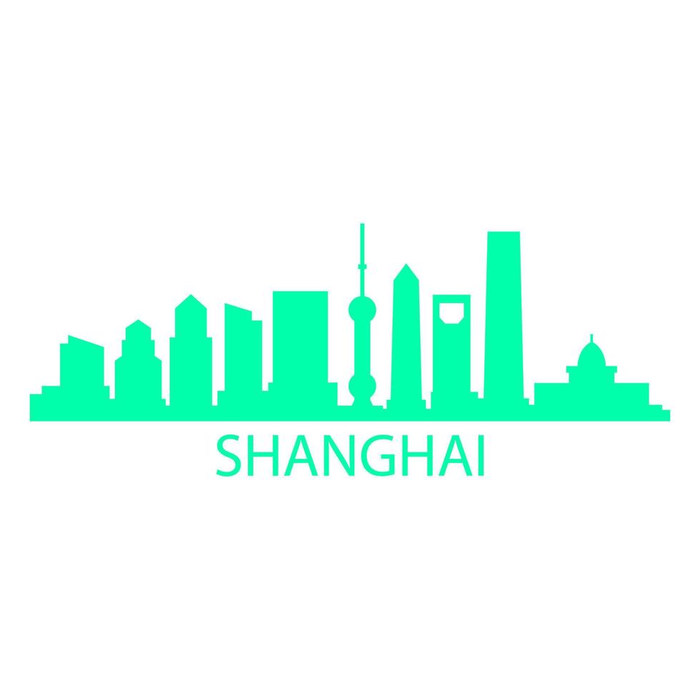 Shanghai skyline on white background vector