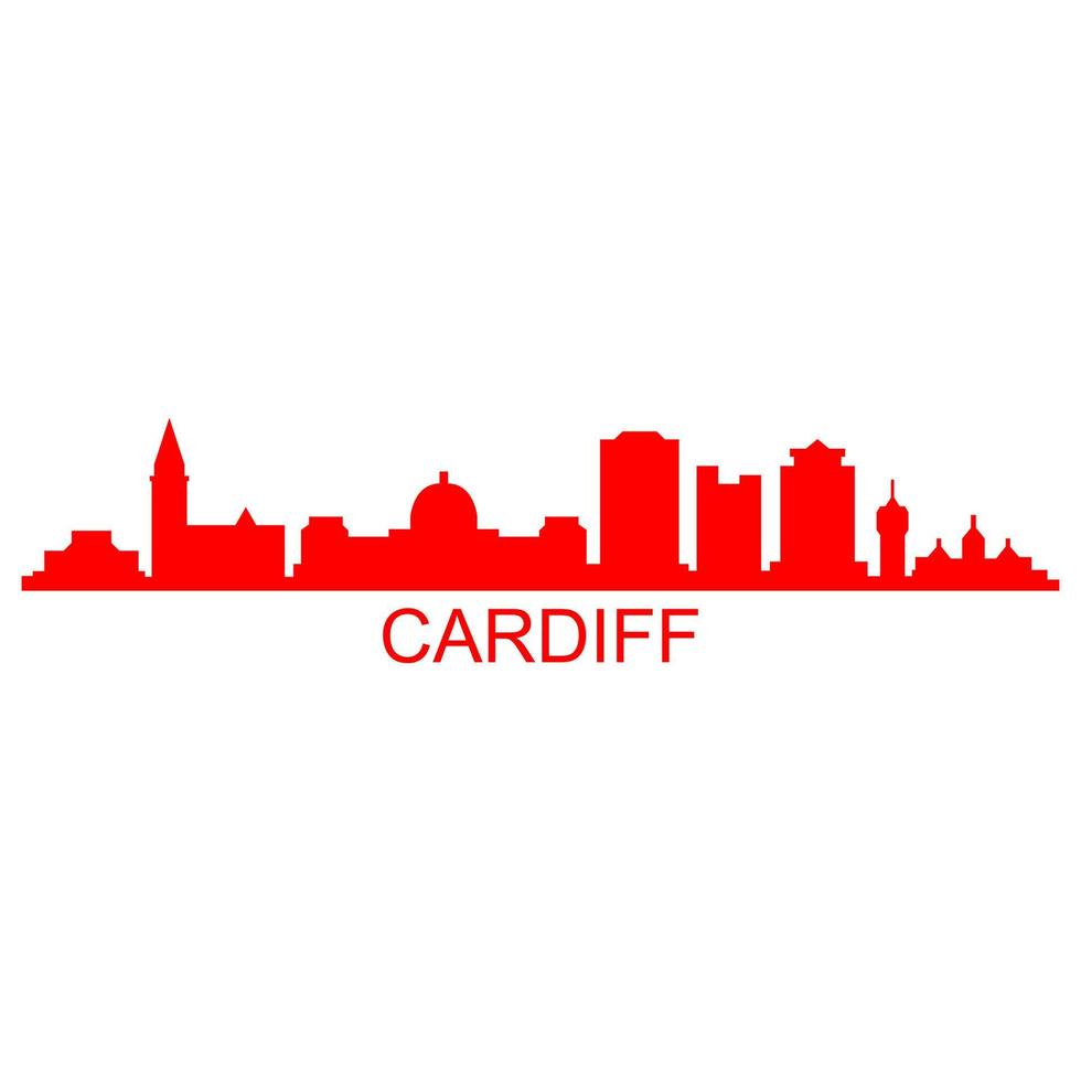 Horizonte de Cardiff sobre fondo blanco. vector