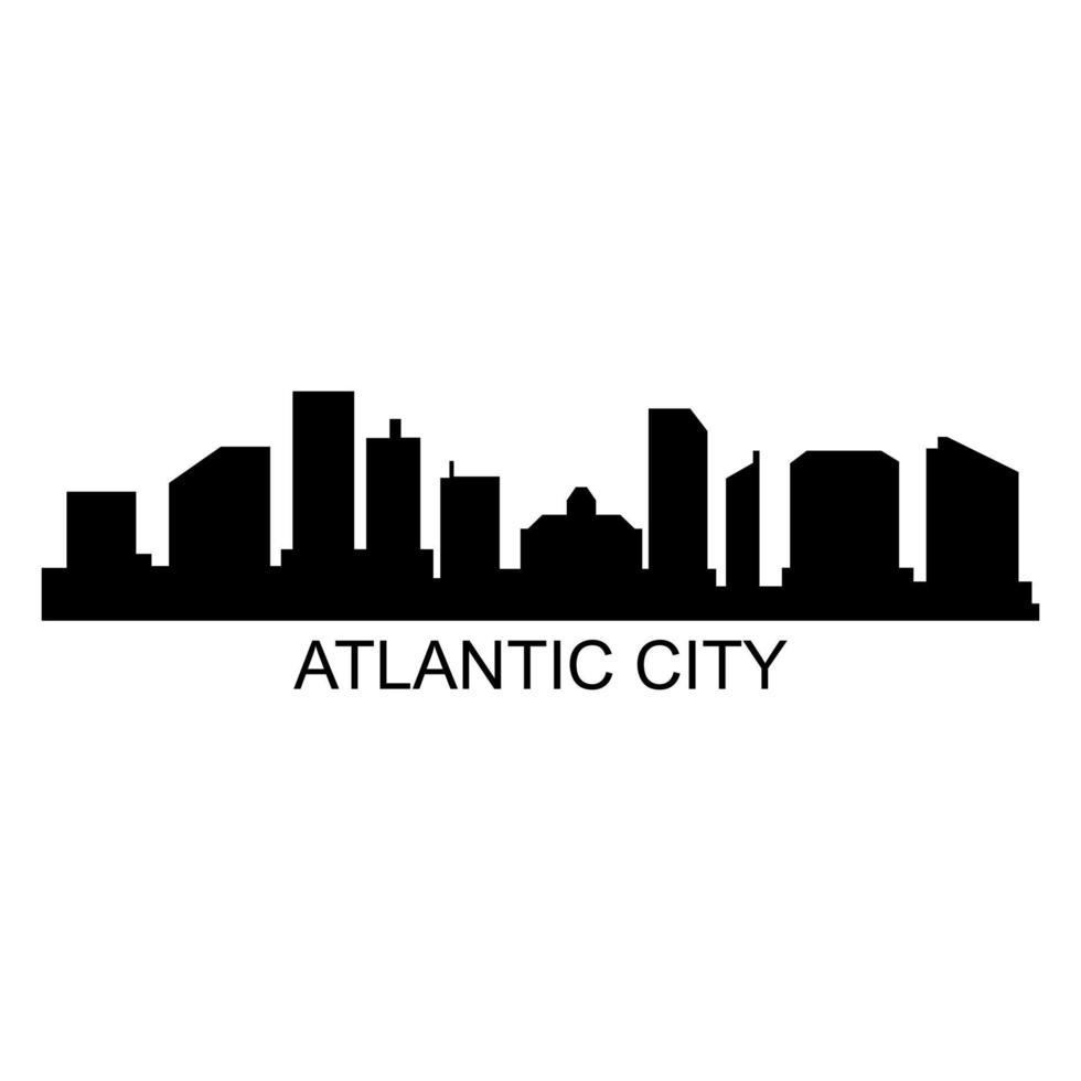 Atlantic city skyline on white background vector