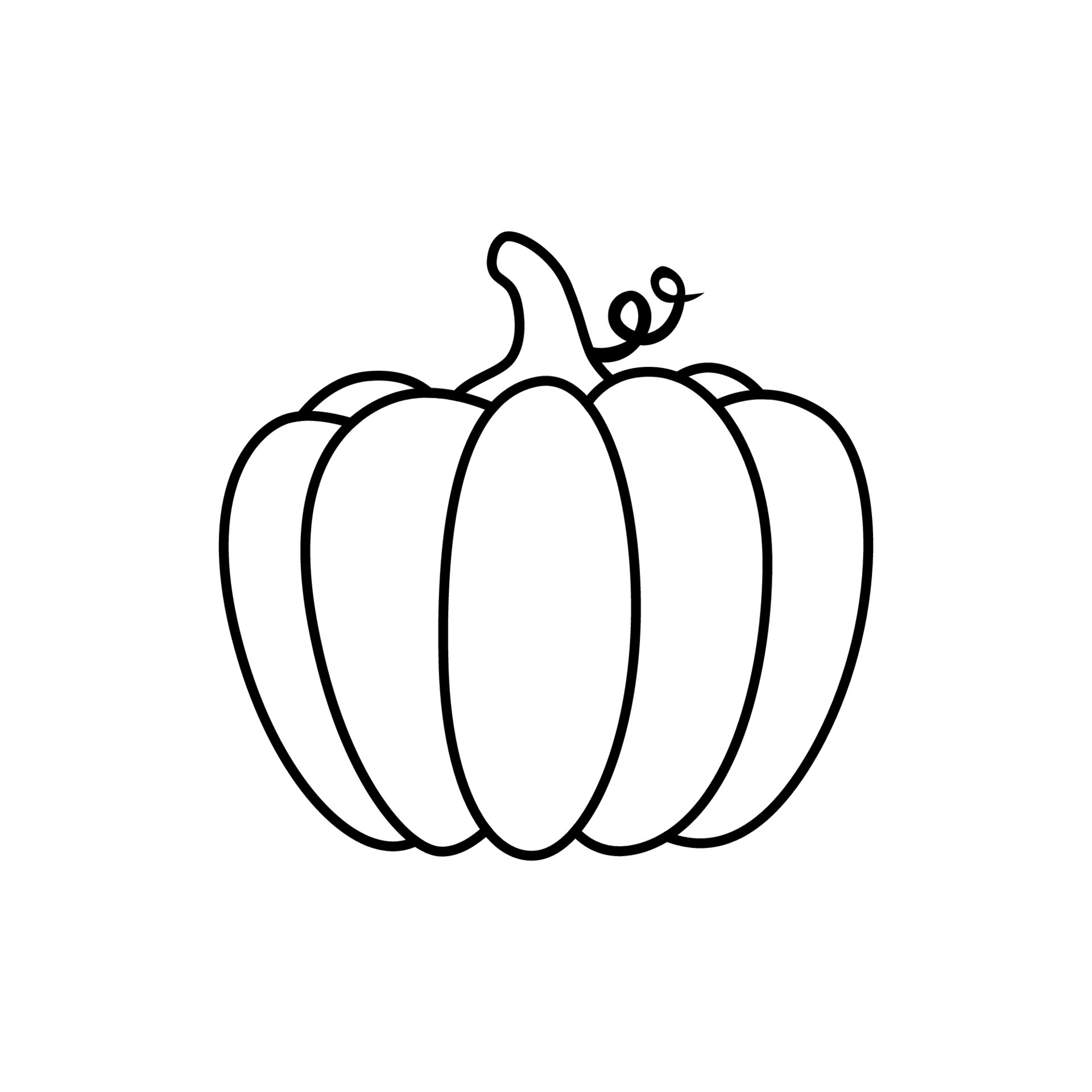 Pumpkin outline illustration. Cute pumpkin on white background. Element