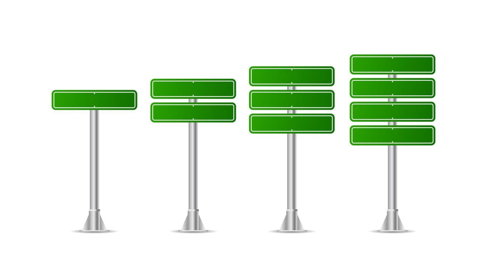 Realistic Green street and road signs Collection. City illustration vector. Set of Street traffic sign isolated, signboard or signpost direction image vector