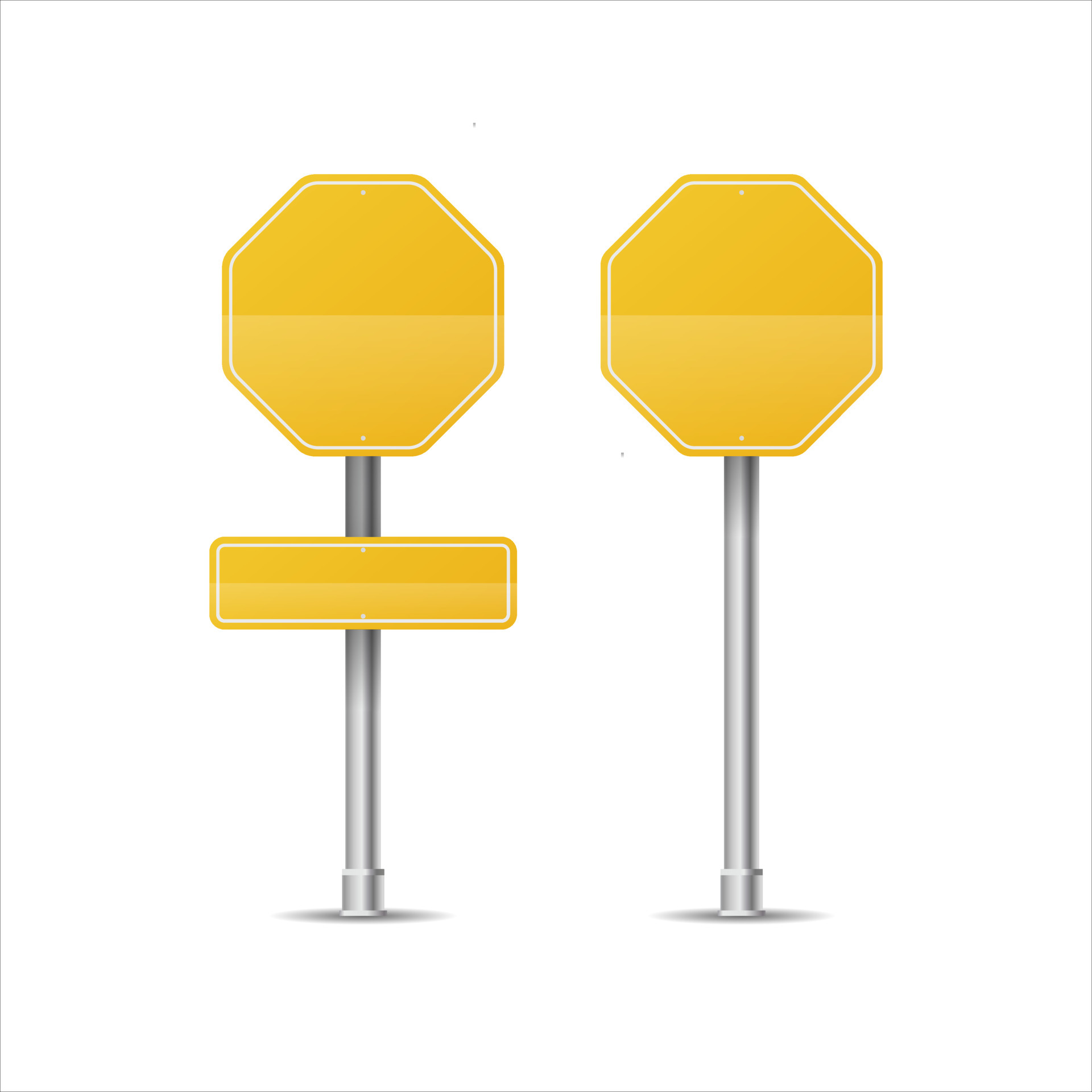 Realistic Yellow street and road signs. City illustration vector