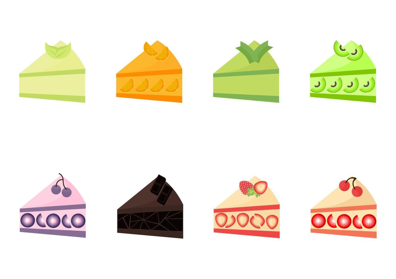 collection of cake illustrations with various flavors vector