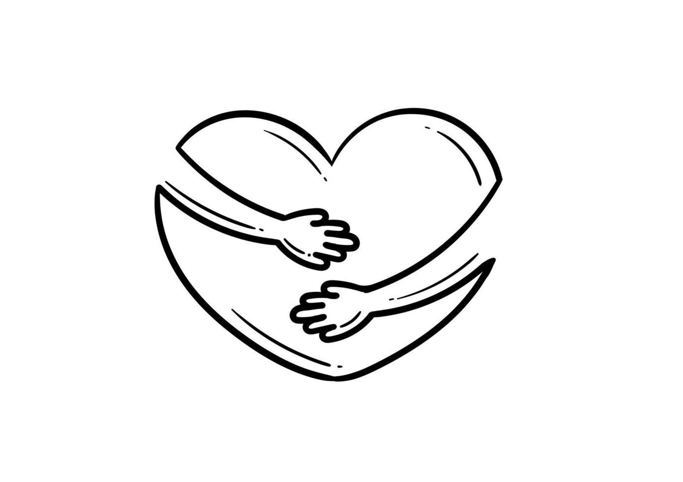 hand draw heart and hug illustration vector