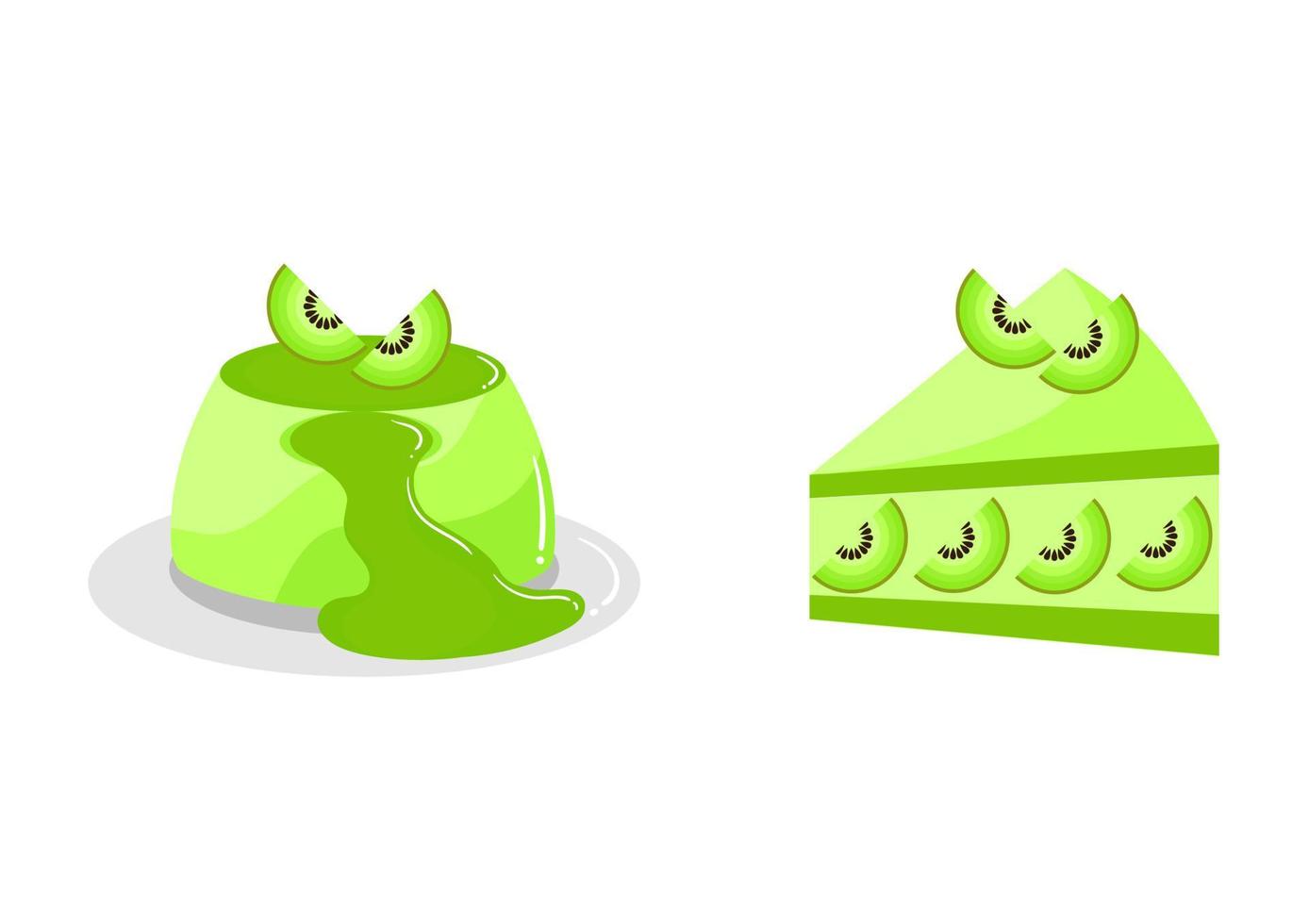 cake and pudding illustration with kiwi fruit flavor vector
