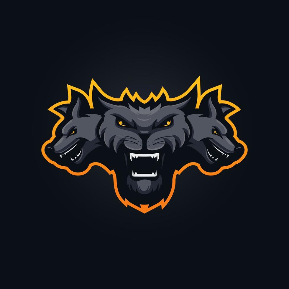 vector de ilustración de diseño de logotipo de mascota de cerberus esport