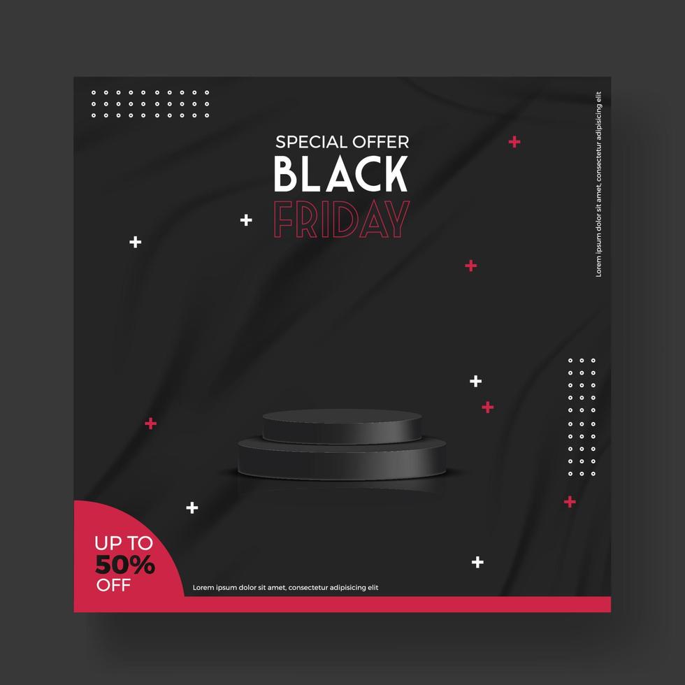 Black Friday Super Sale. Realistic black gifts boxes. Pattern with gift box with red bow. Dark background golden text lettering. Horizontal banner, poster, header website. vector illustration