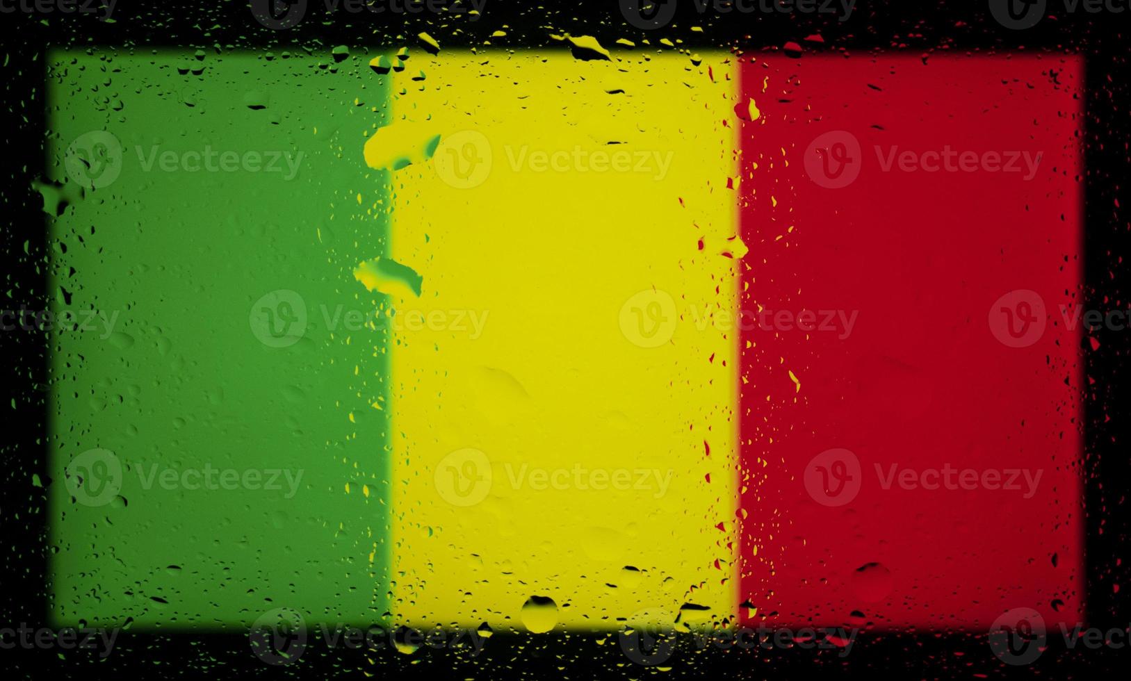 Drops of water on mali flag background. Shallow depth of field. Selective focus. Toned. photo