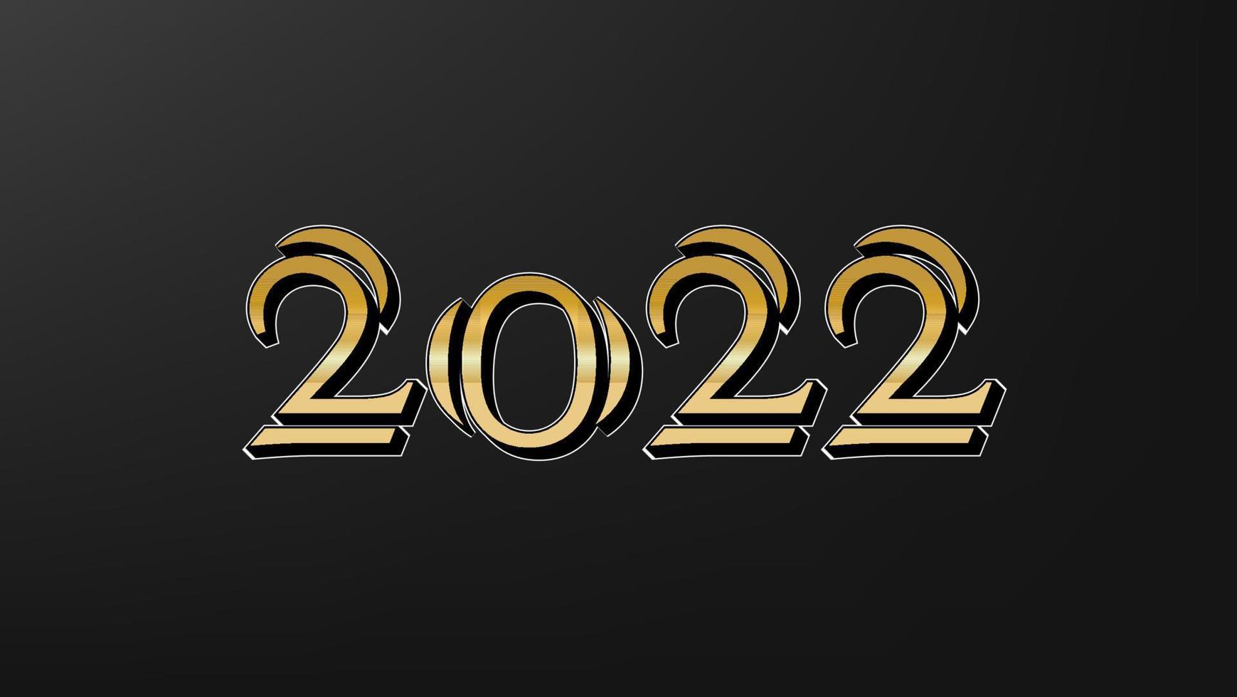 Feliz año nuevo 2022. fondo de descoration de tarjeta de color dorado y negro vector