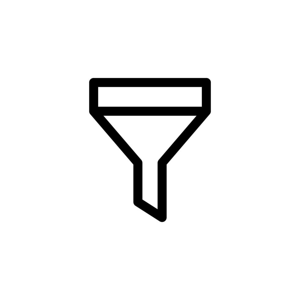 Ilustración de vector de diseño de icono de filtro con embudo de símbolo, cono, filtrado, tubería para negocios publicitarios