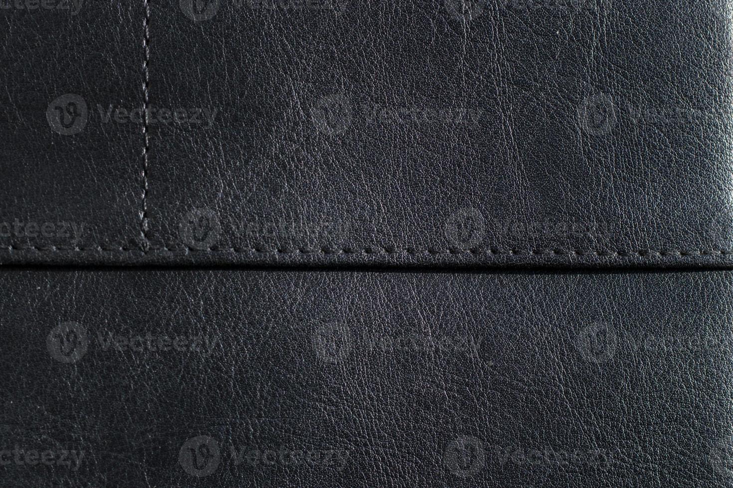 Texture black leather with stitching photo