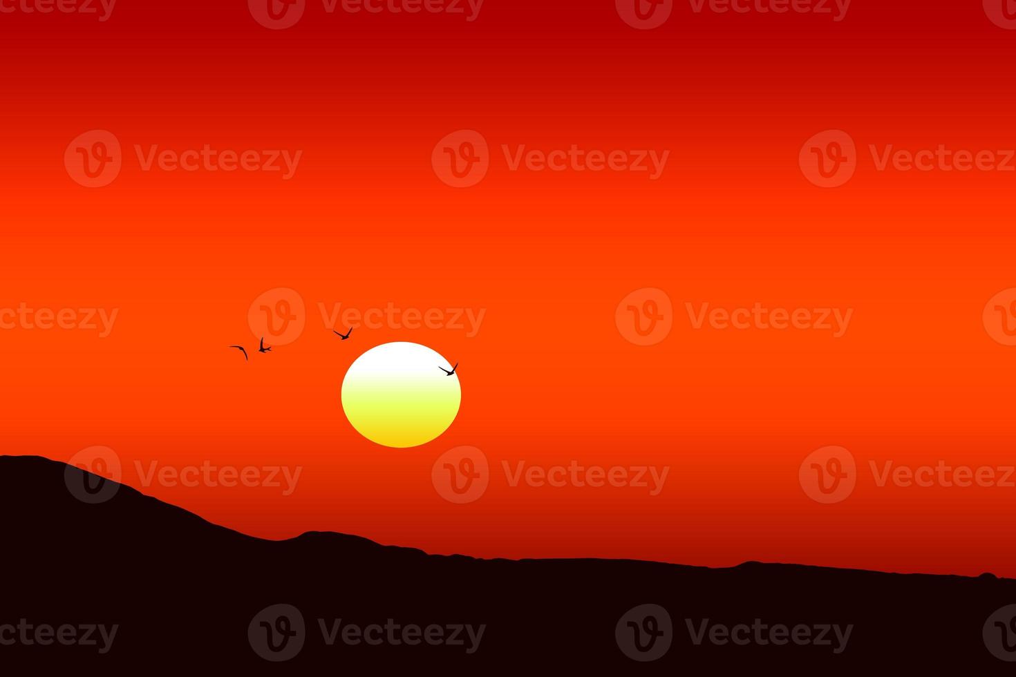 Illustration of a beautiful red sunset photo