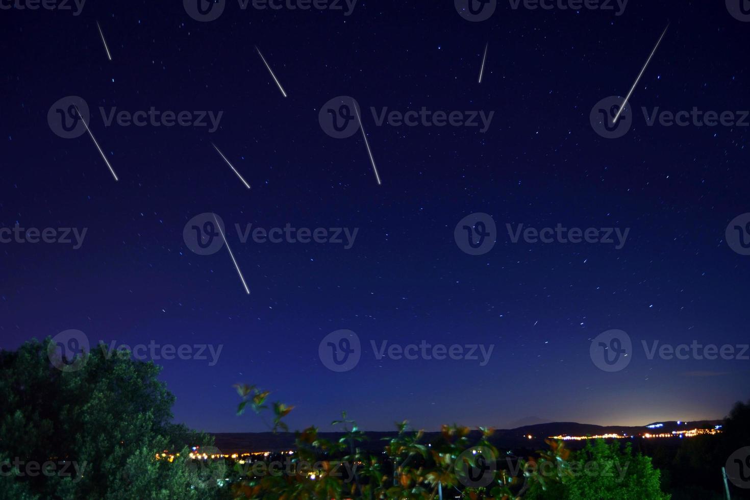 The meteor shower of the Perseids. photo