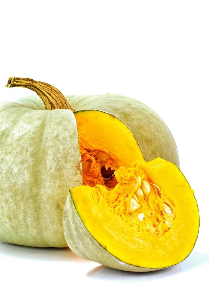 Fresh Tasty Sweet Green Pumpkin Isolated on White Background photo