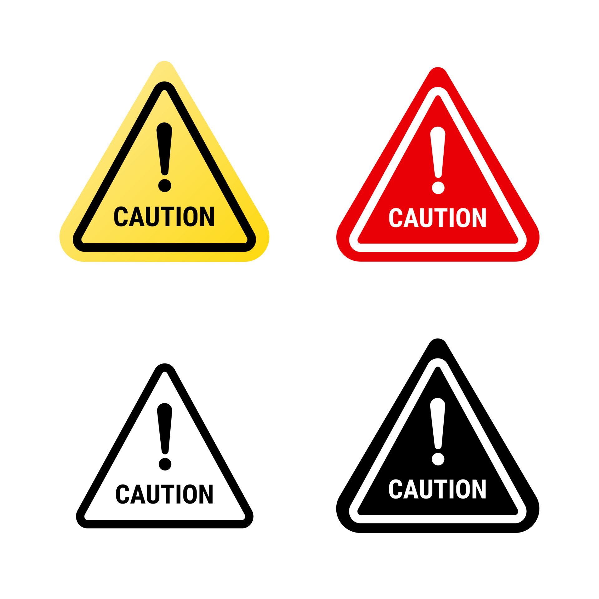 Caution sign in triangle shape with yellow, red and black color