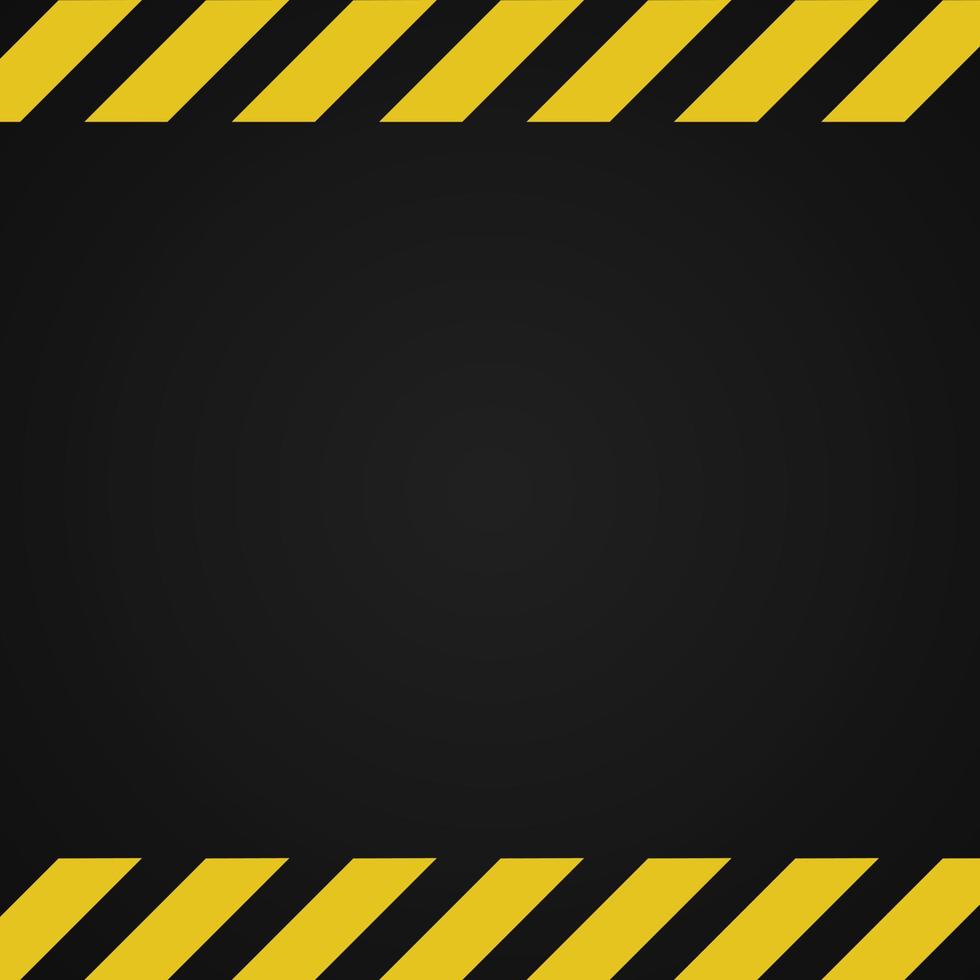 Black and yellow warning background. Caution sign for construction vector