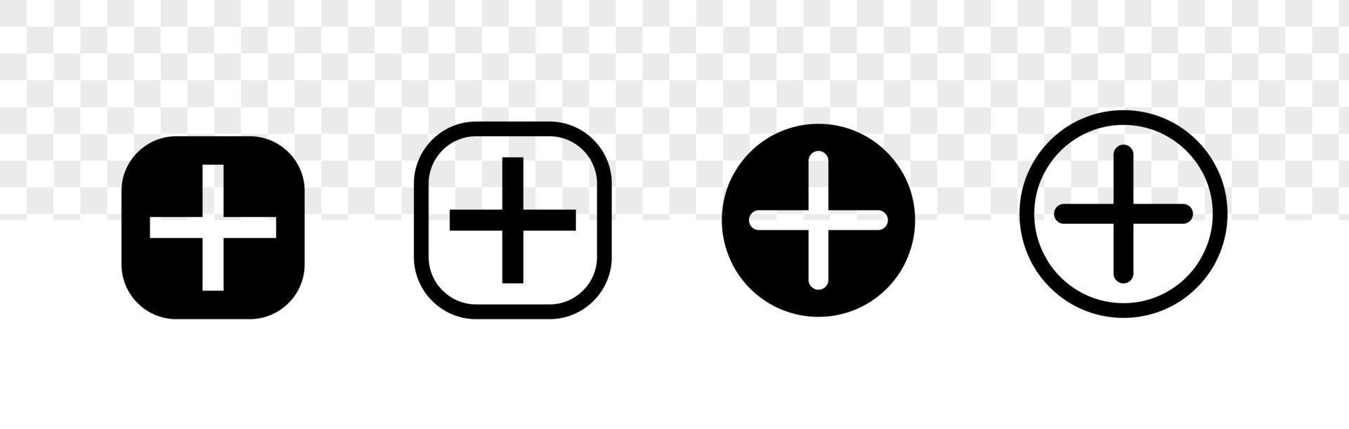 Add more icon best for mobile application interface. Set of plus sign isolated on transparent background. vector