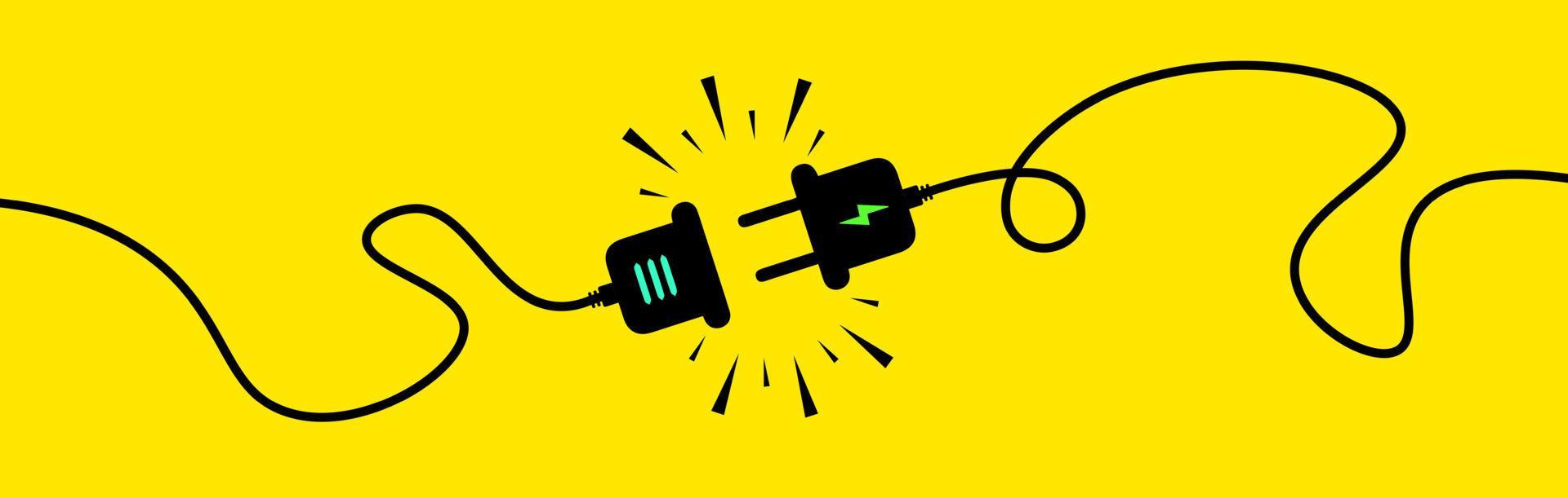 Electric socket with a plug. Connect and disconnect concept. Electric