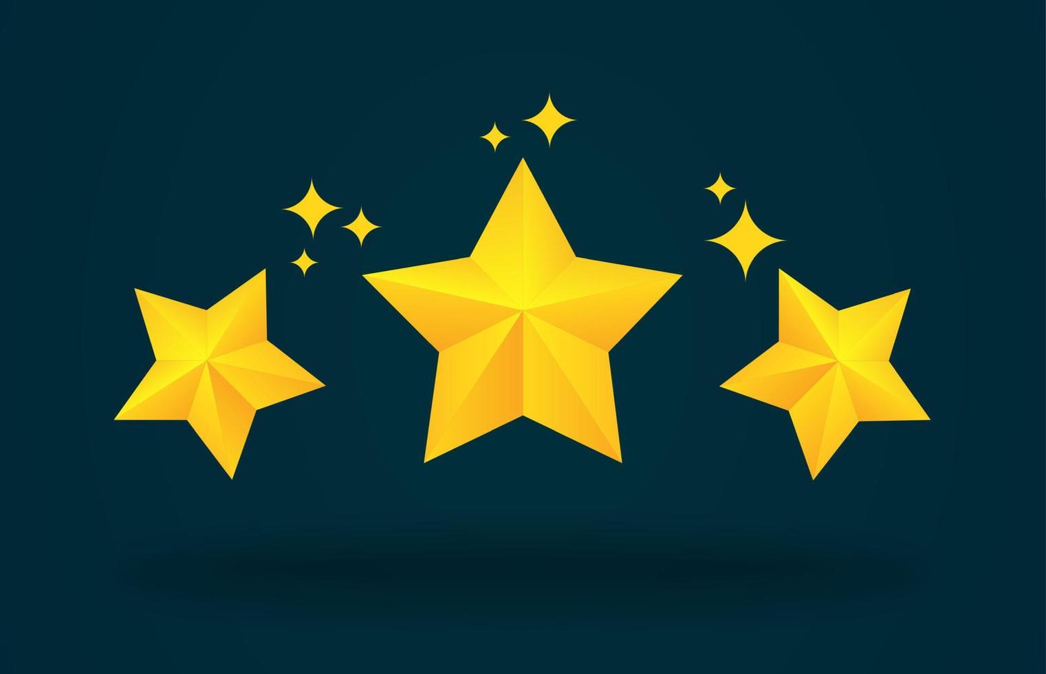 Three stars customer product rating review. Modern 3d style vector illustration.