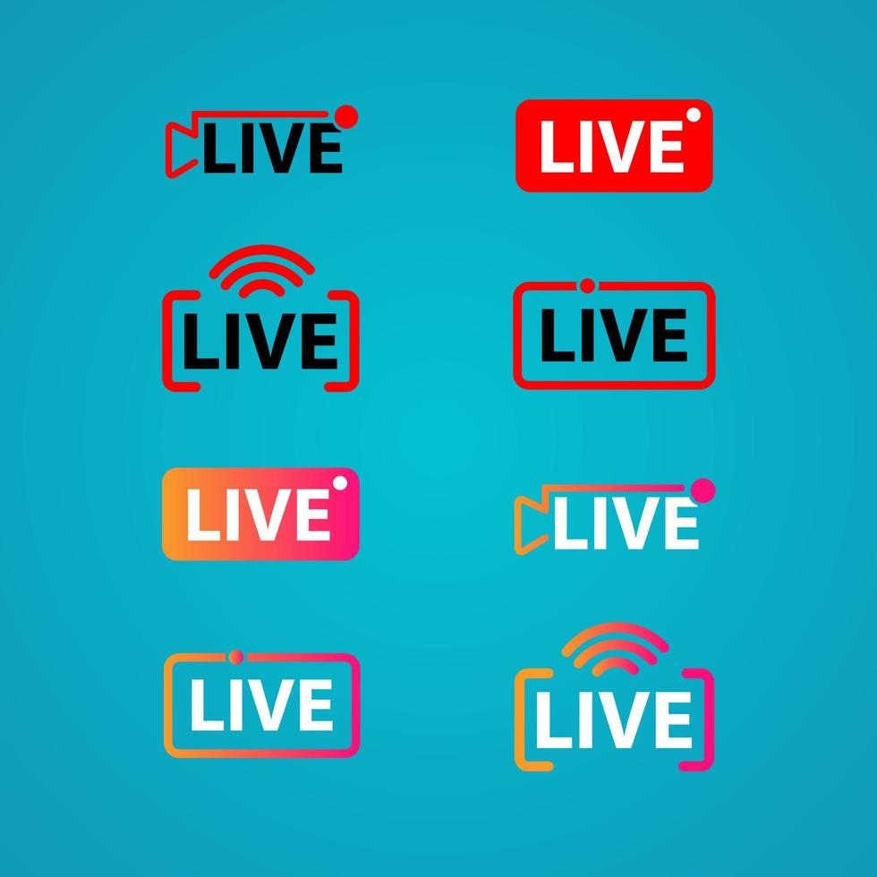 Set of live streaming broadcast icon or logo vector