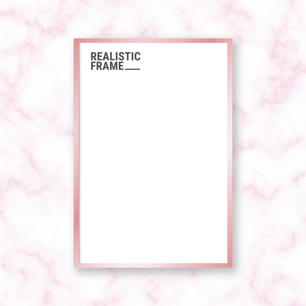 Realistic vertical picture frame isolated on marble background. Blank picture frame template. Empty photo frame mockup. vector