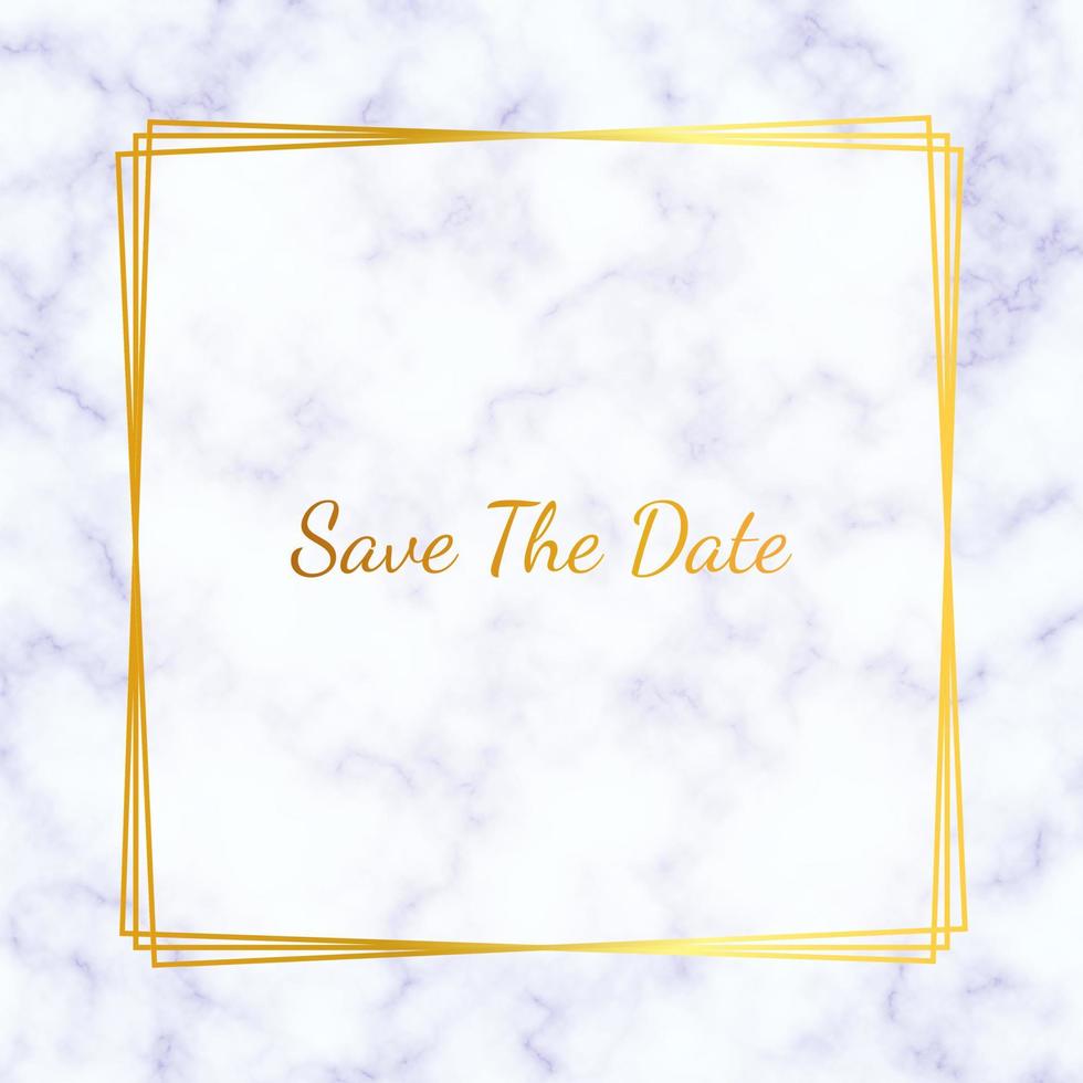 invitación de boda en fondos de mármol con marcos dorados. plantilla de publicación de redes sociales vector