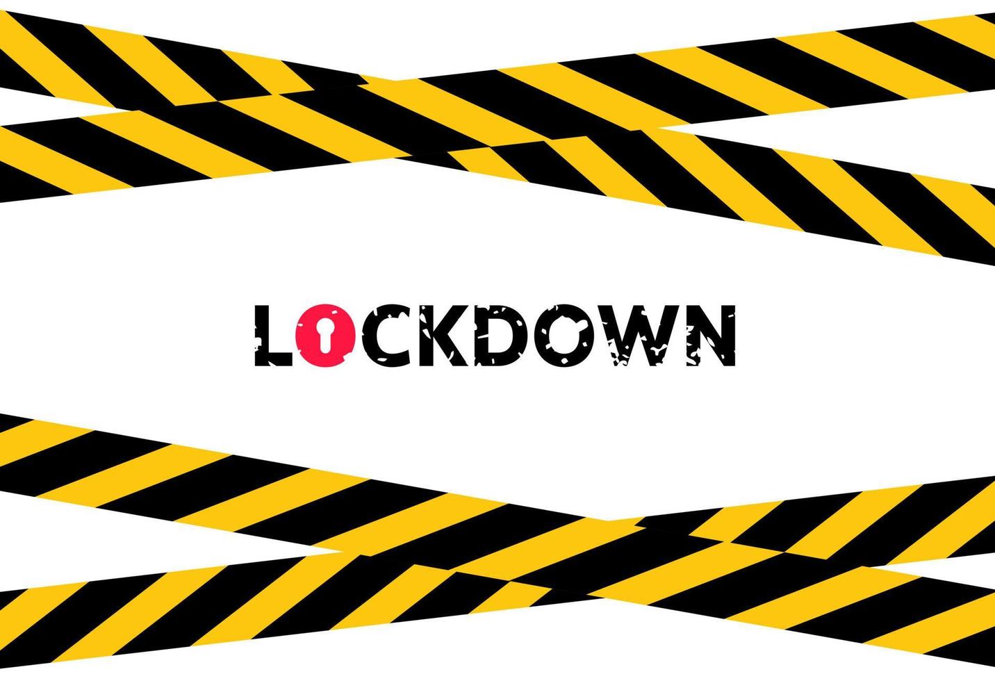Lockdown concept background due to coronavirus crisis. Black and yellow warning tapes. vector