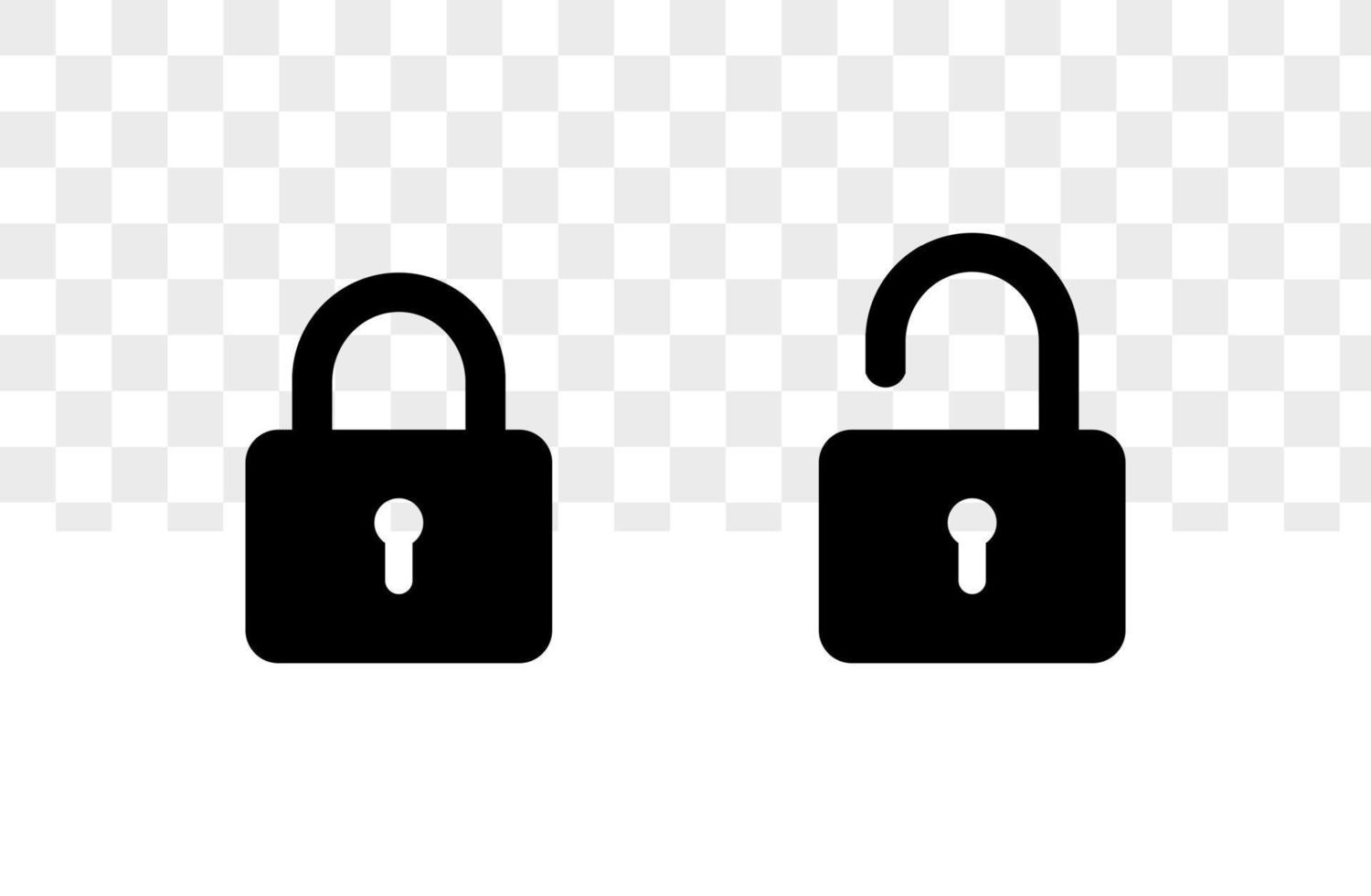 Locked and unlocked icon isolated in transparent background. Padlock symbol. vector