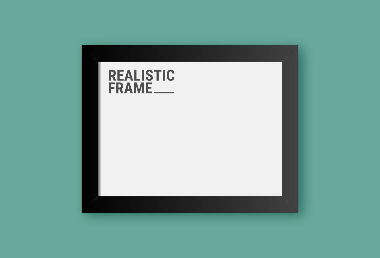 Realistic horizontal picture frame isolated on green wall background. Blank picture frame template. Empty photo frame mockup. vector