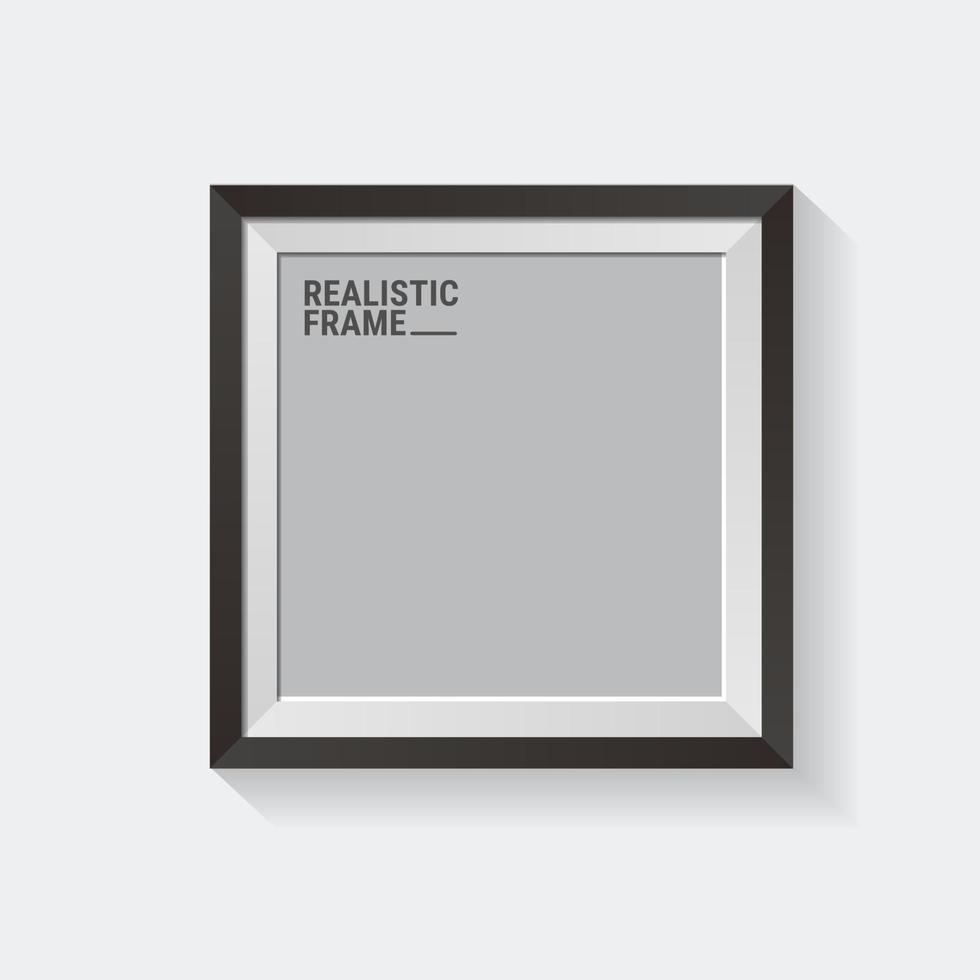 marcos de fotos aislados sobre fondo blanco. maqueta de marcos negros cuadrados realistas. plantilla de marco para imagen, pintura, póster, rotulación o galería de fotos vector
