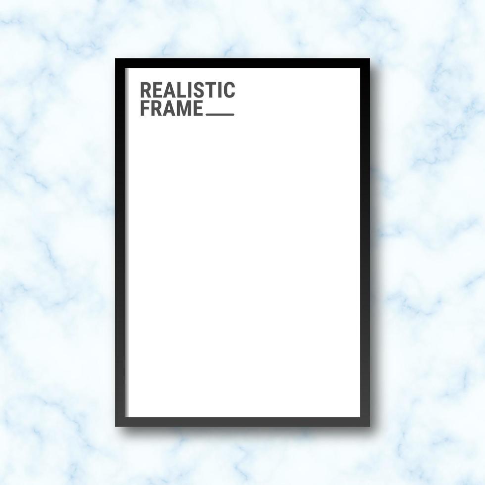 Realistic vertical picture frame isolated on marble background. Blank picture frame template. Empty photo frame mockup. vector