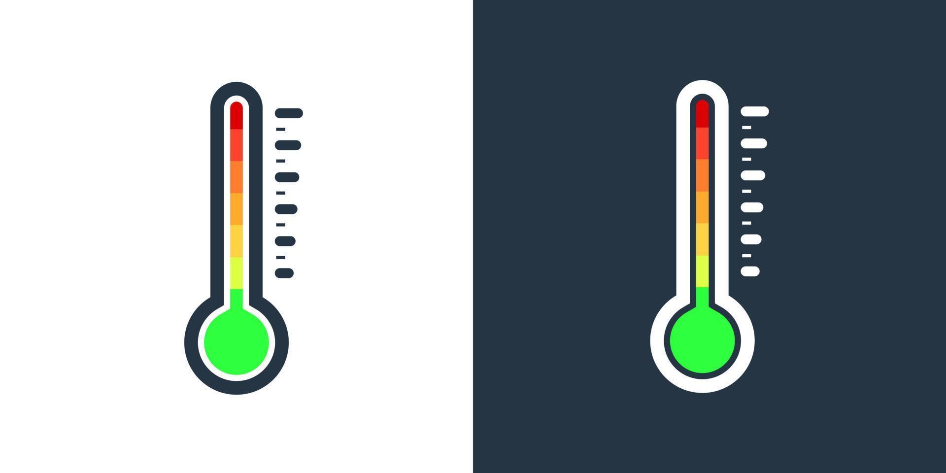 Thermometer measuring hot and cold temperature. Scale of temperature from green to red. vector